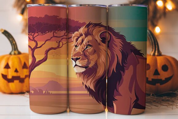 African Lion Sunset 20oz Tumbler Wrap
