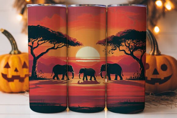 African Sunset Elephants Tumbler Wrap