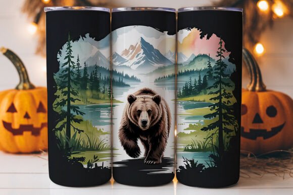 Brown Bear Mountain Scene 20oz Tumbler