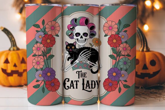Cat Lady Skeleton 20oz Tumbler Wrap