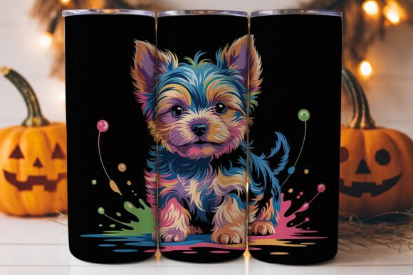 Colorful Yorkie Puppy 20oz Tumbler Wrap
