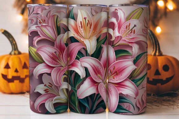 Elegant Pink Lilies 20oz Tumbler Wrap