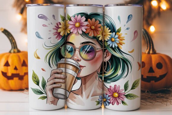 Flower Crown Girl 20oz Tumbler Wrap