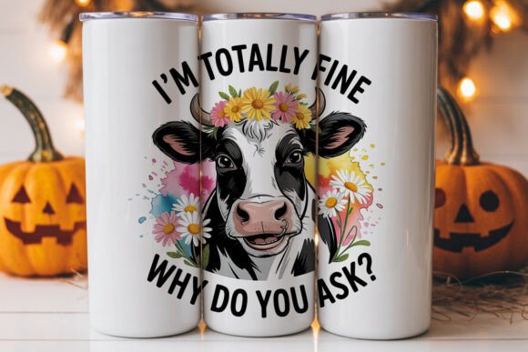 Funny Cow with Flowers 20oz Tumbler Wrap