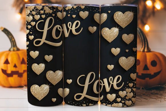 Gold Glitter Hearts 20oz Tumbler Wrap