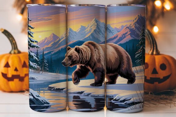Grizzly Bear Sunset 20oz Tumbler Wrap