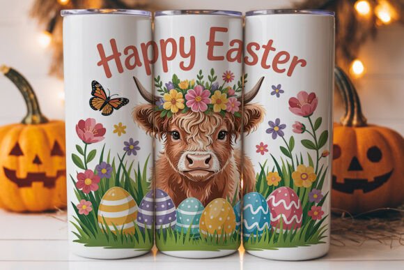 Highland Cow Easter Tumbler Wrap