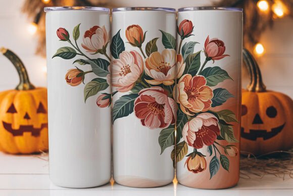 Peach Orange Floral 20oz Tumbler Wrap