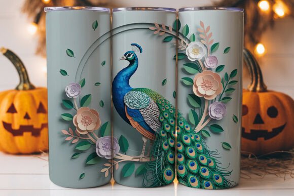 Peacock Flowers 20oz Tumbler Wrap