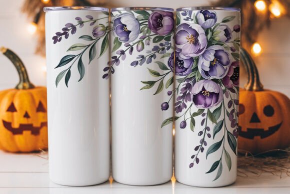 Purple Watercolor Floral 20oz Tumbler