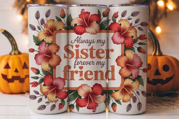 Sister Friend Floral Tumbler Wrap