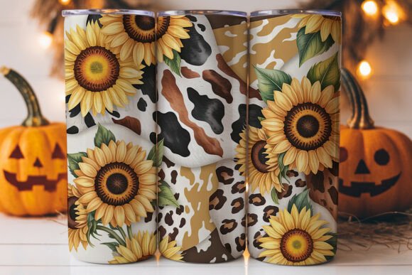 Sunflower Cowhide Tumbler Wrap