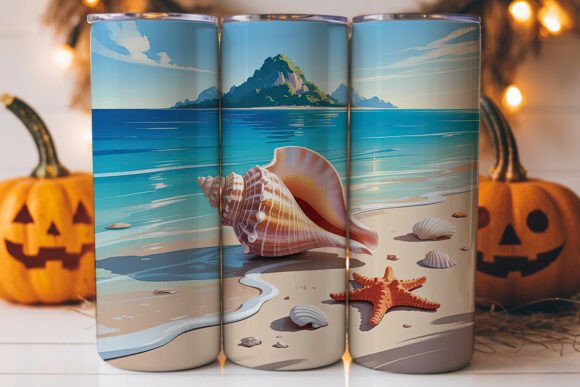 Tropical Beach 20oz Tumbler Design