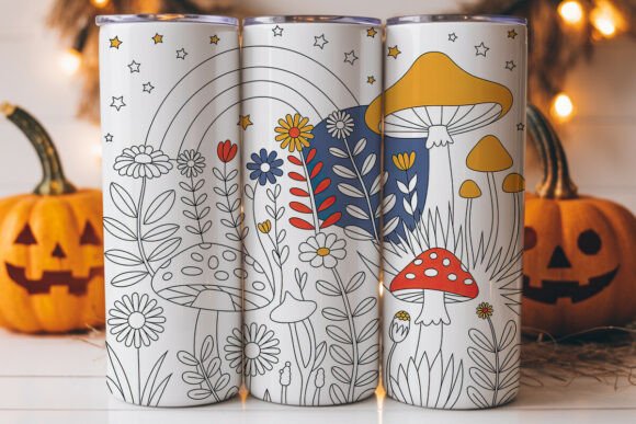 Whimsical Mushrooms Flowers Tumbler